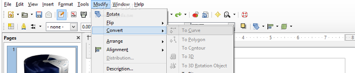 Showing the LibreOffice Draw modify menu
